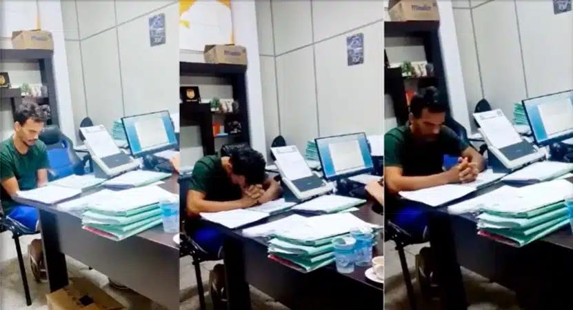 Imagens de Maicol ao falar sobre Vitria