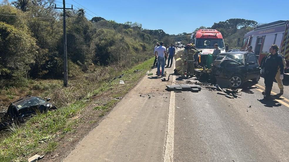 Acidente aconteceu na BR-153 em Imbituva PR Foto ReproduoRPC