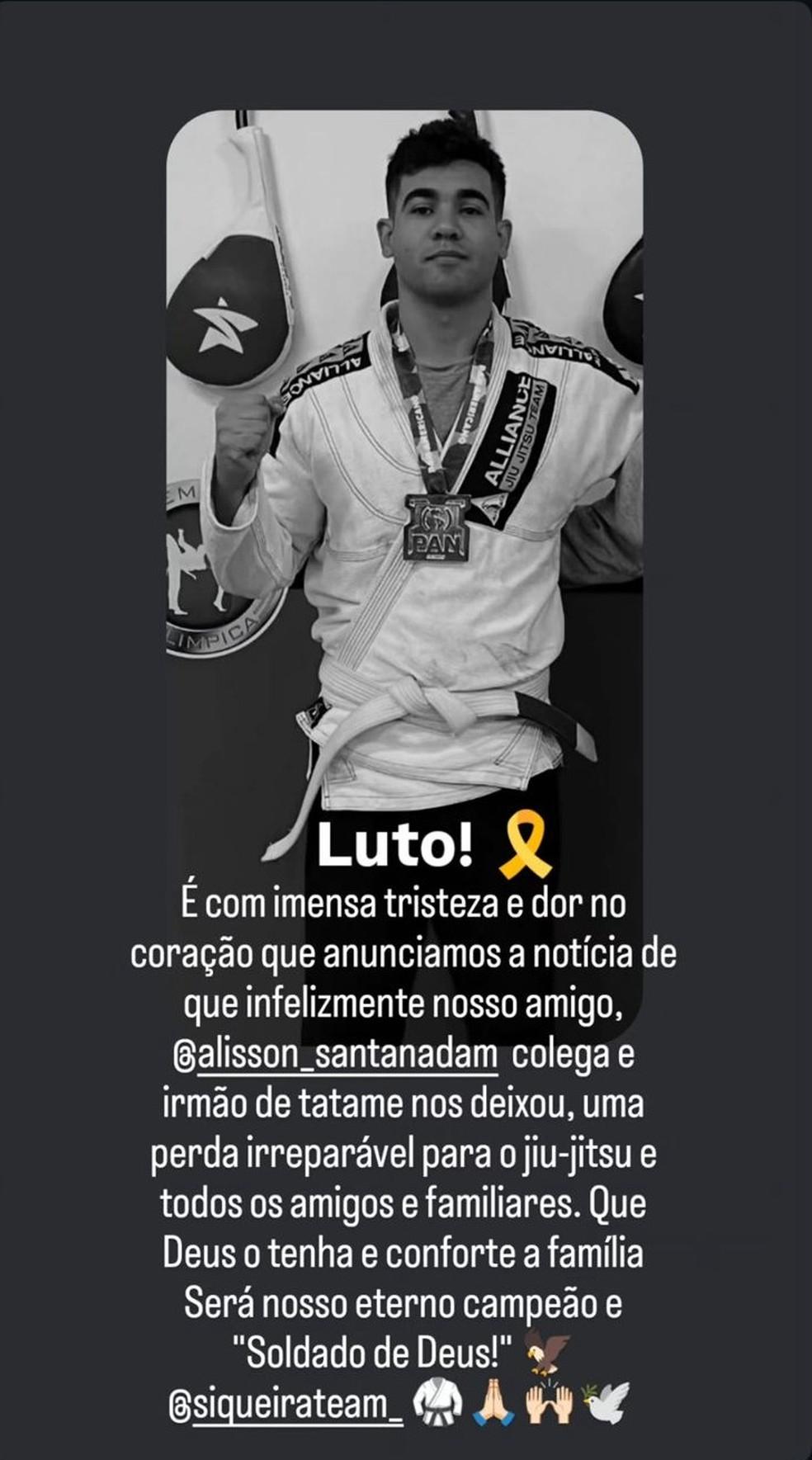 Academia lamenta morte de lutador encontrado morto em Tijucas Foto ReproduoRedes sociais