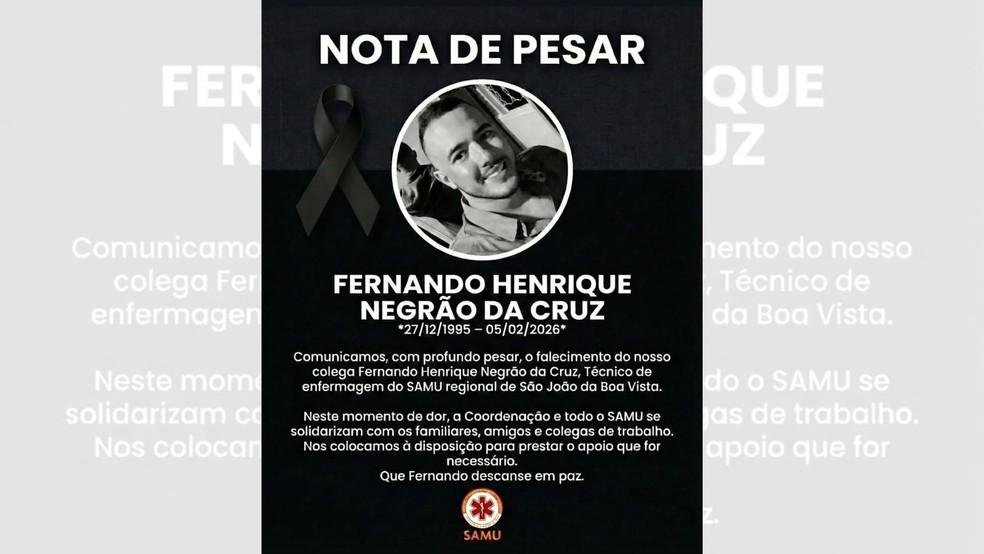 Samu publicou nota de pesar nas redes sociais Foto InstagramReproduo